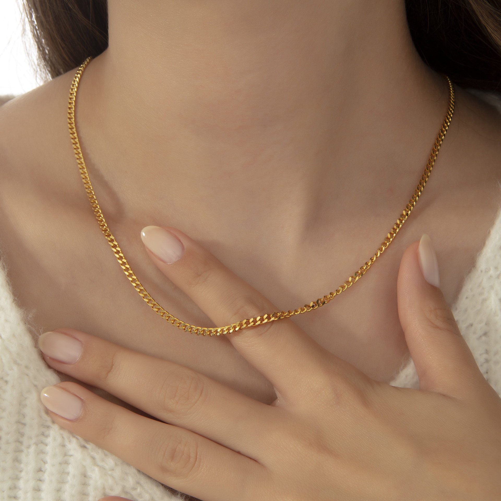European and American cross-border stainless steel simple and versatile 18k gold plain chain, blade chain, twist chain, box chain, diy jewelry chain pic 32