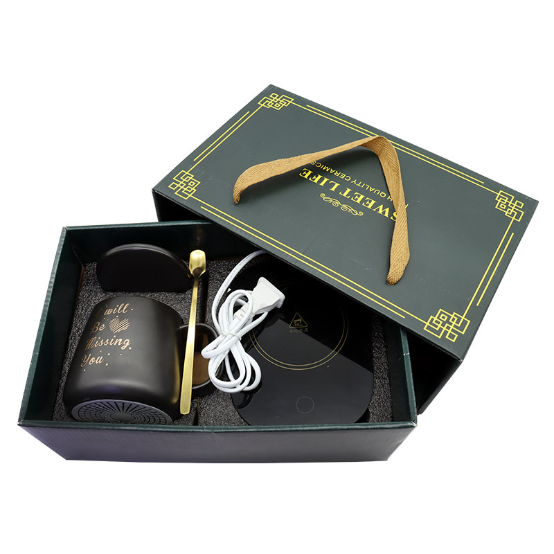 55-degree heating cup, ceramic constant temperature cup, warm cup, trendy mug, covered spoon, office customizable logo pic 8