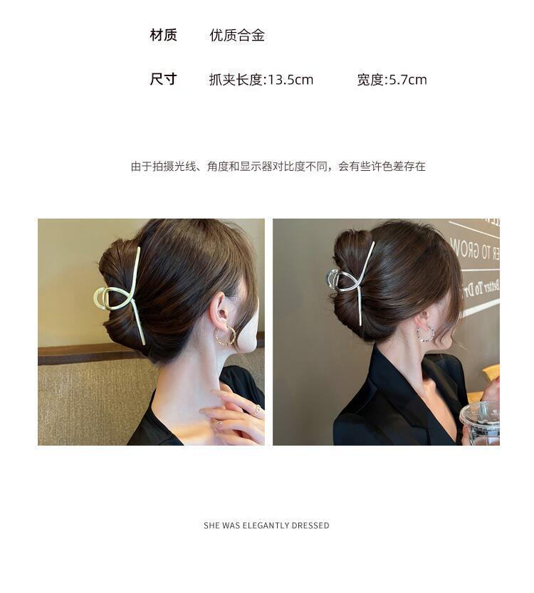 韩国不规则几何金属发夹时尚高级感抓夹鲨鱼夹冷淡风个性发饰批发详情7