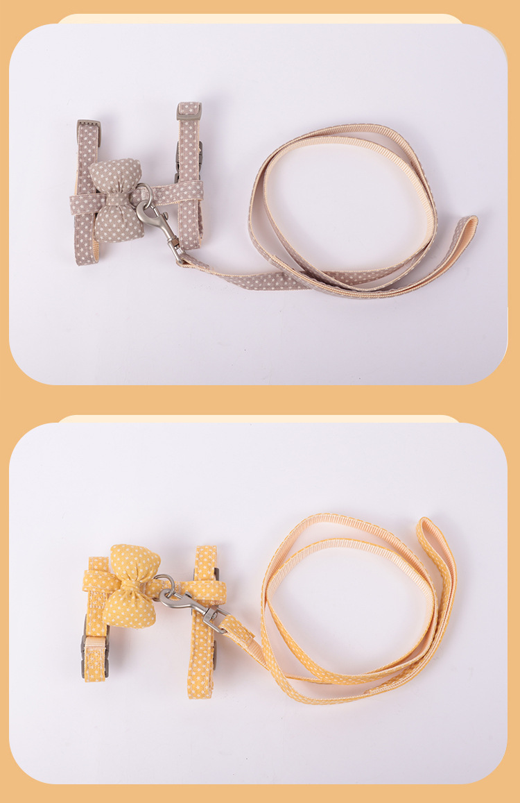 I-shaped cat chest and shoulder strap, pet cat chain, bow to prevent breaking free, cat walking leash when out pic 10