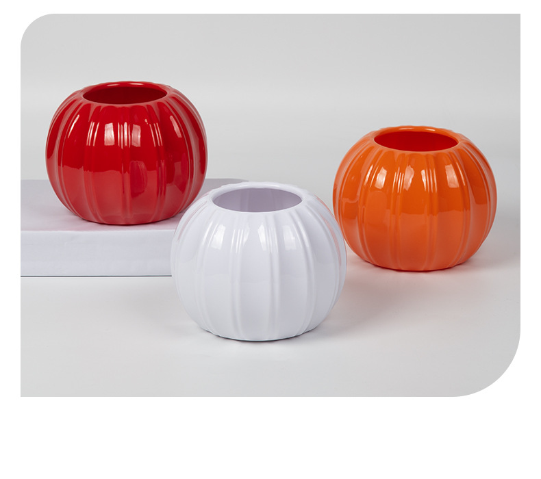 Factory wholesale plastic flower POTS for entrepreneurship, pumpkin-shaped simulation vases, festive decoration, festival decoration, two halves spliced together pic 10