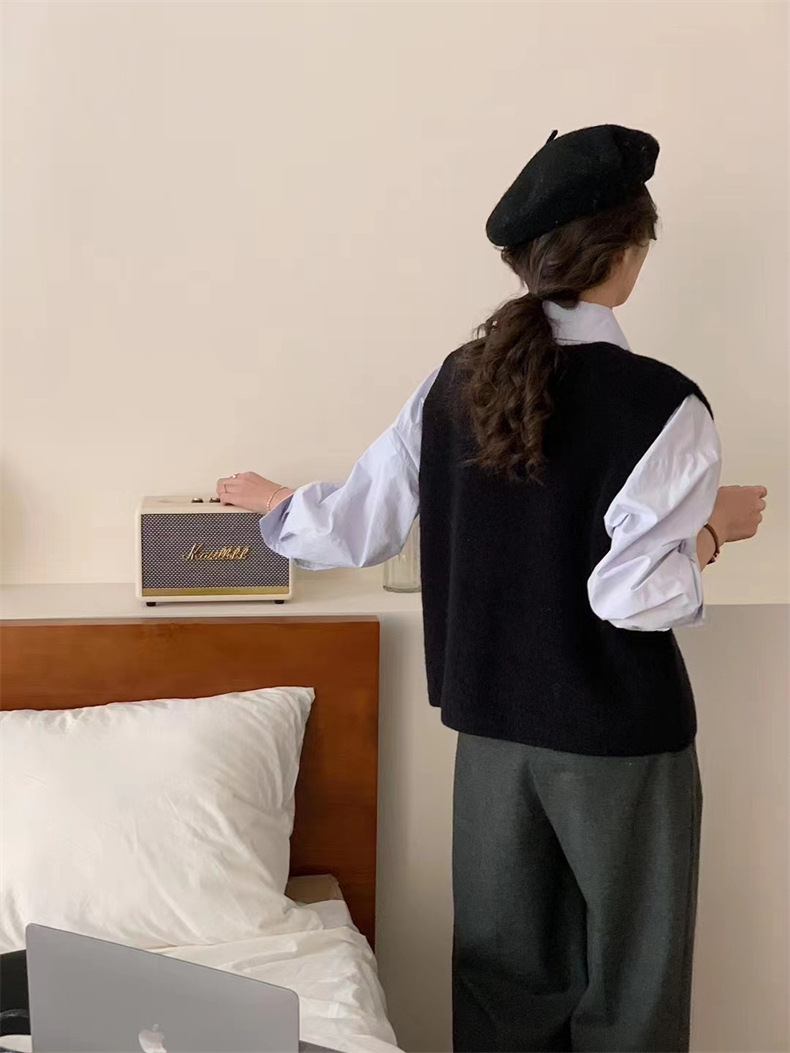 时尚针织马甲2022春秋洋气网红气质显瘦减龄针织马甲纯色上衣女装详情8