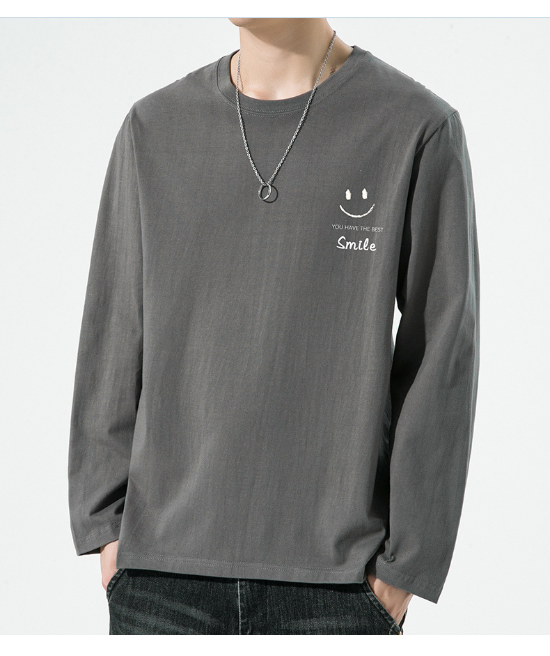 棉质长袖t恤男春秋宽松舒适内搭打底衫青年简约百搭品质上衣男装详情13