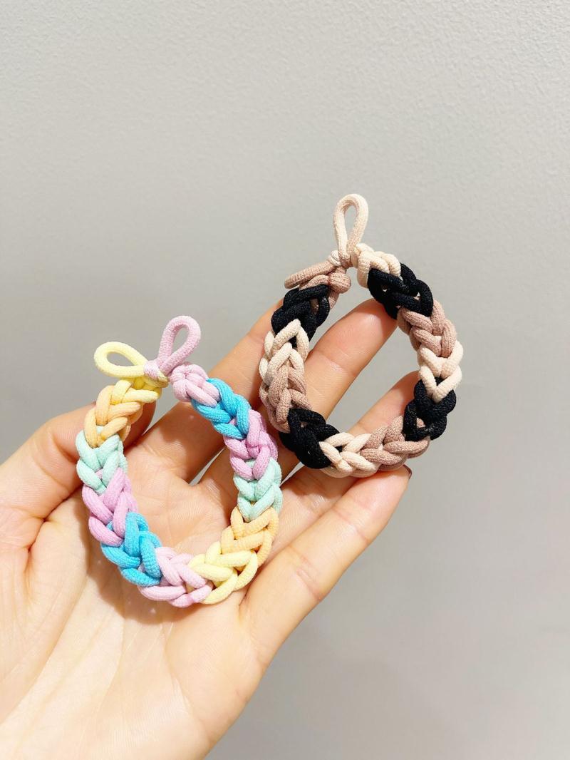 小清新手工编织彩色头绳女扎马尾皮筋高弹力发圈简约粗皮筋发圈详情12