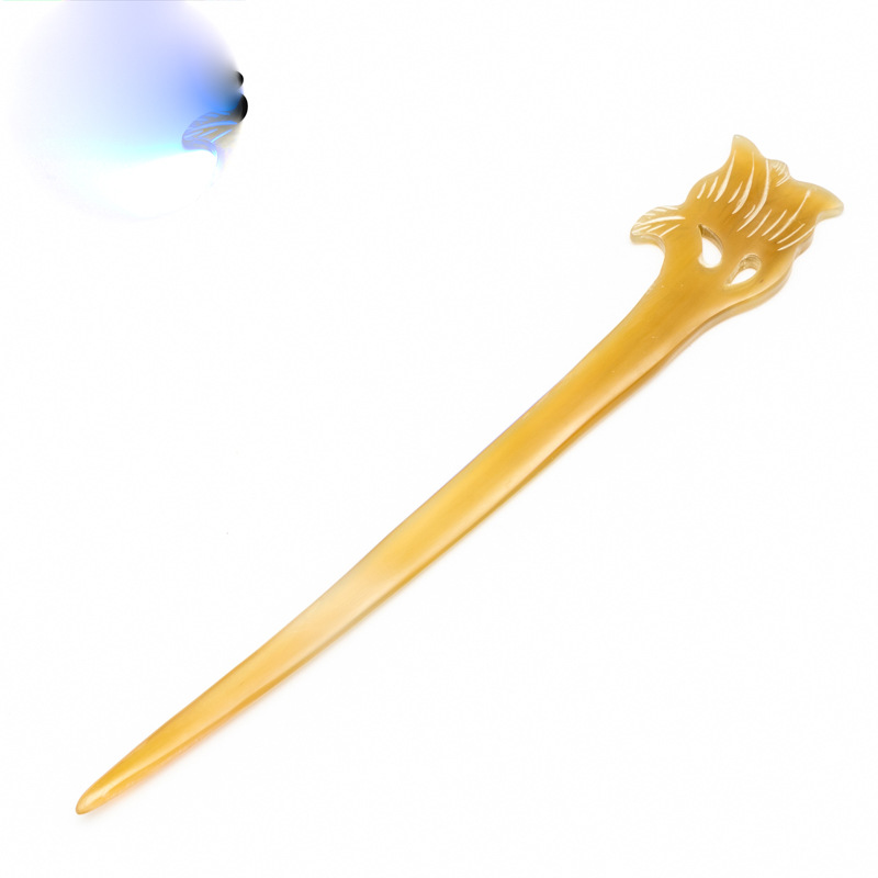 经典牛角发叉发饰 天然女式黄牛角发簪 手工打磨牛角簪子厂家直销详情15