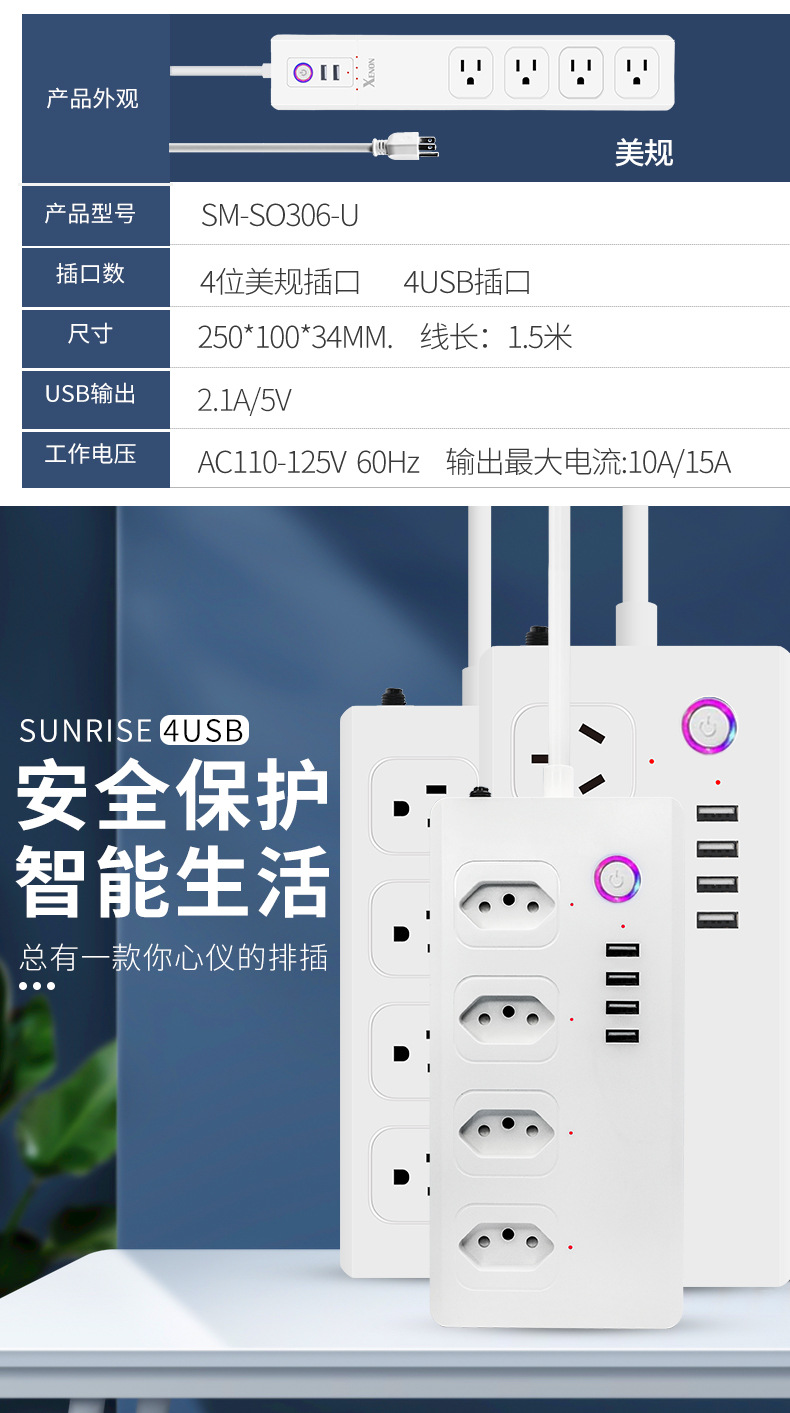 Tuya wifi Smart Socket Zigbee3.0 Timed Power Strip, American, European, British, Australian, Japanese, Spanish and European standard smart power strip pic 9