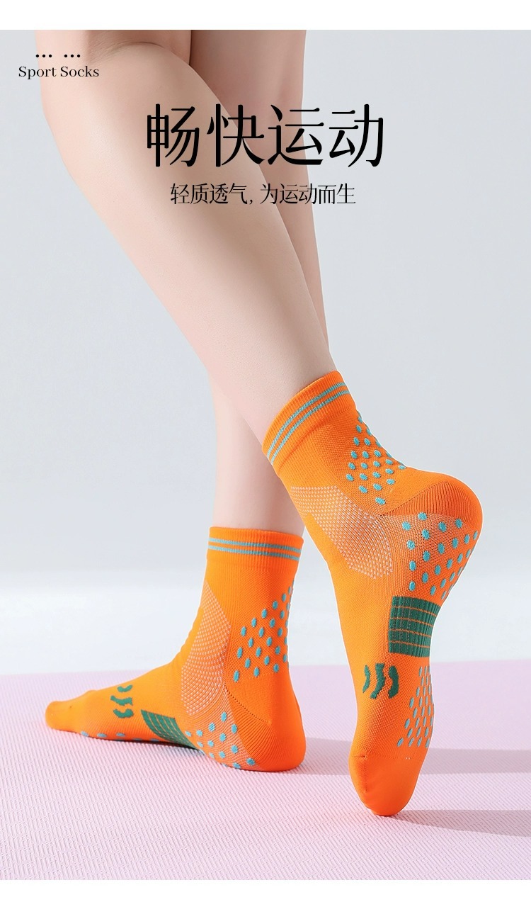 专业中筒运动篮球防滑跑步锦纶无骨缝头羽毛球网球瑜伽袜子大码女详情3
