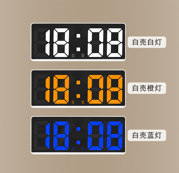 Factory direct sales LED electronic alarm clock, simple style clock battery, plug-in dual-purpose clock, Yida Time 0711-12 pic 48