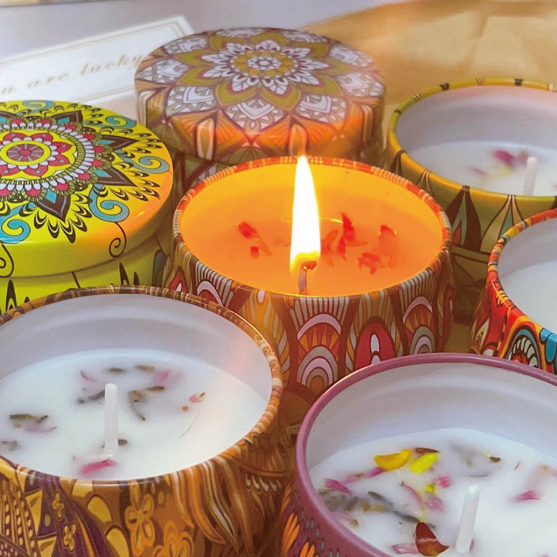 In-stock tin can dried flower scented candles, soy wax, plant essential oil creative romantic wedding gift scented candles pic 2