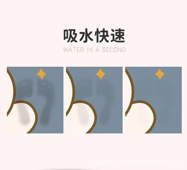 家用卫生间门口耐磨吸水垫卡通萌趣动物硅藻泥地垫厕所浴室防滑垫详情2