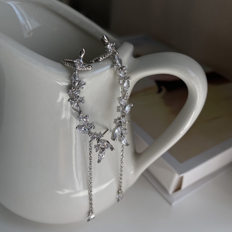 银色气质流苏耳骨夹无耳洞一体式耳钉耳夹小众设计高级潮耳环耳饰详情12