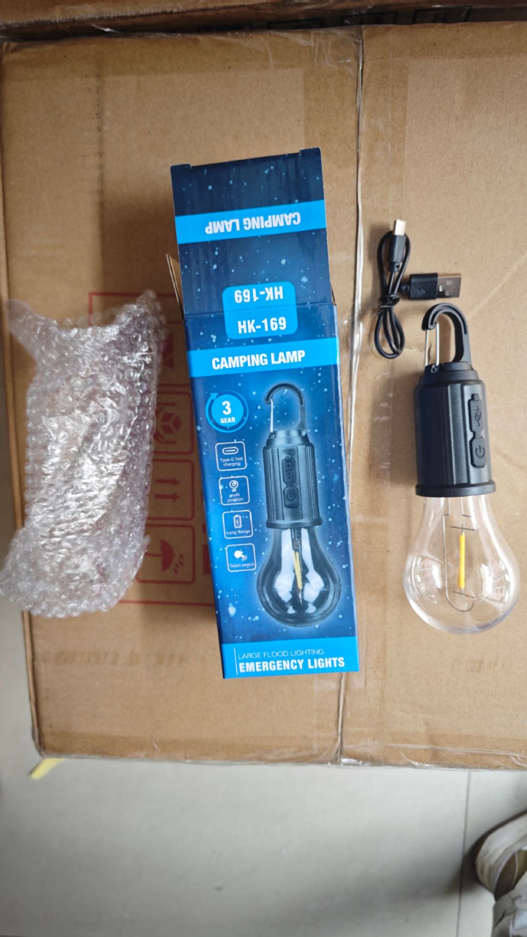 Tungsten filament bulb, USB charging, retro camping lamp, LED warm light, tent lamp, ambient light, night light, table lamp pic 1