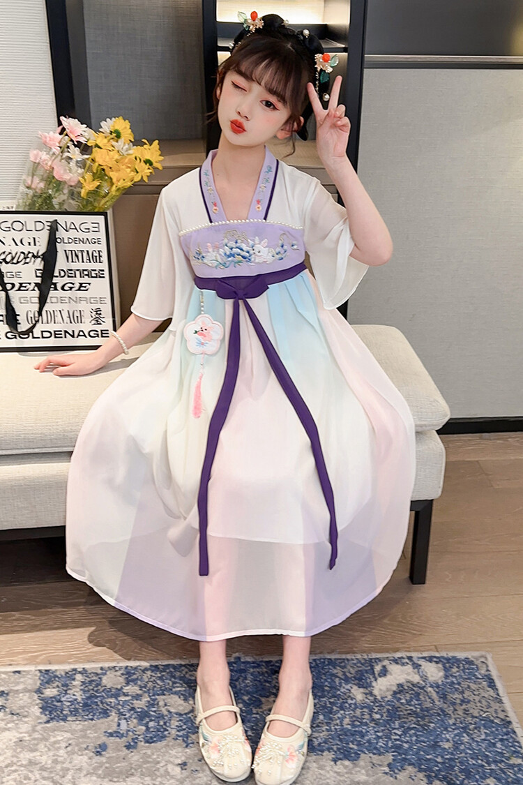汉服女童春薄款中国风襦裙连衣裙古装超仙春季小女孩儿童唐装批发详情17