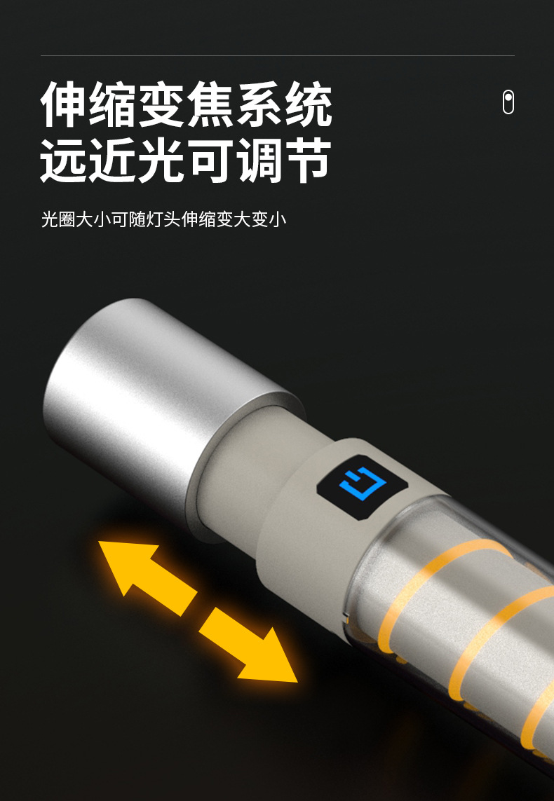 多功能强光手电筒带挂钩户外照明伸缩变焦手电露营灯雷射炮新奇详情8