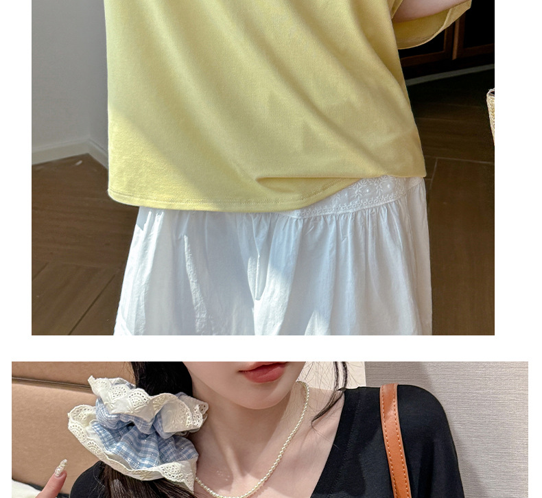 现货欧货大版型宽松基础款短袖t恤女式夏季落肩2025V领上衣莫代尔详情19