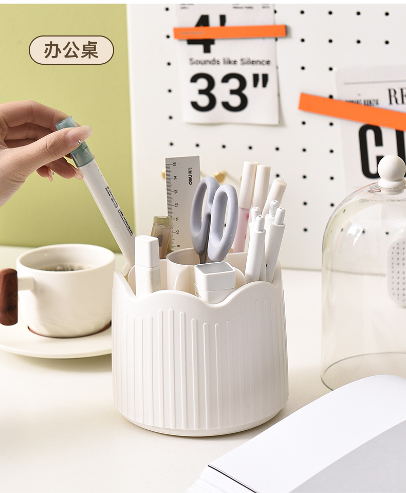 Simple rotating makeup brush storage cylinder, dust-proof eyebrow pencil, eye shadow and lipstick shelf, desktop cosmetics compartmentalized storage box pic 12