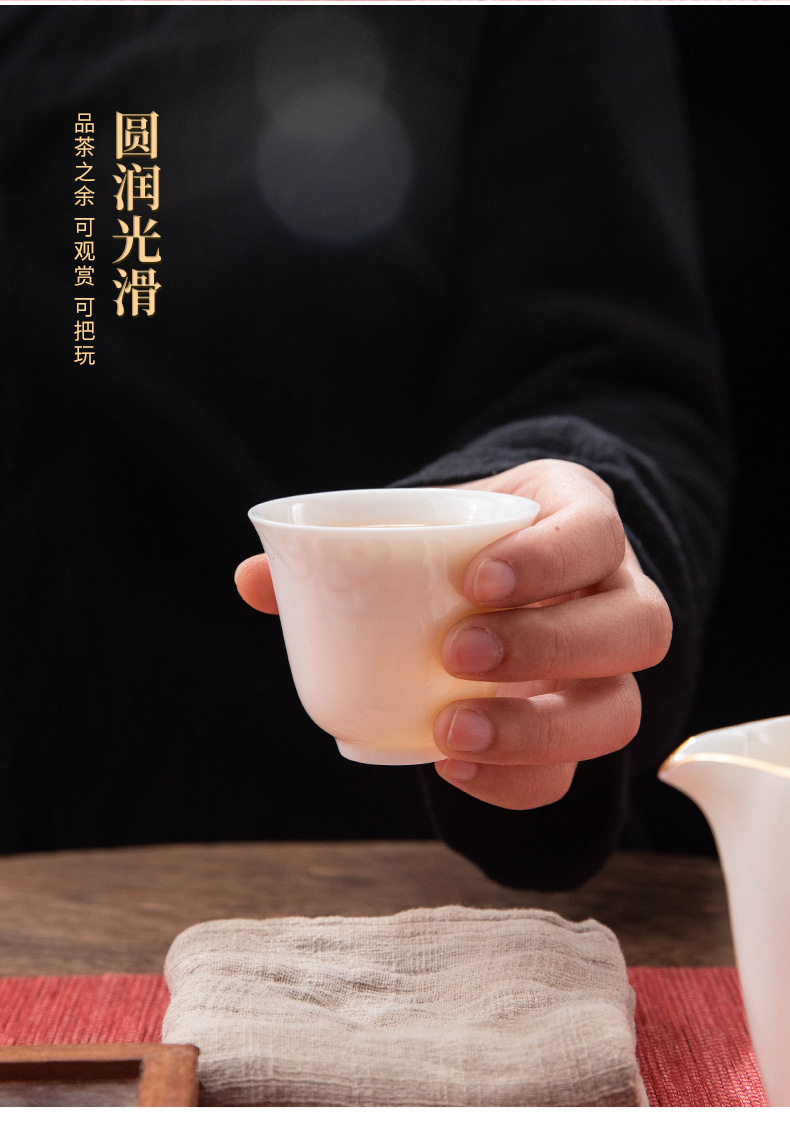 Factory direct sales of Dehua white porcelain jadeite Kung Fu tea cups, personal cups, tea tasting cups, simple household tea drinking ceramic cups pic 14