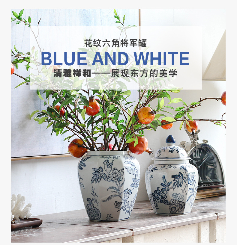 Wholesale decorative jars and ornaments, blue and white general jars, hand-painted antique official kiln ceramic vases, hydroponic storage jars pic 1