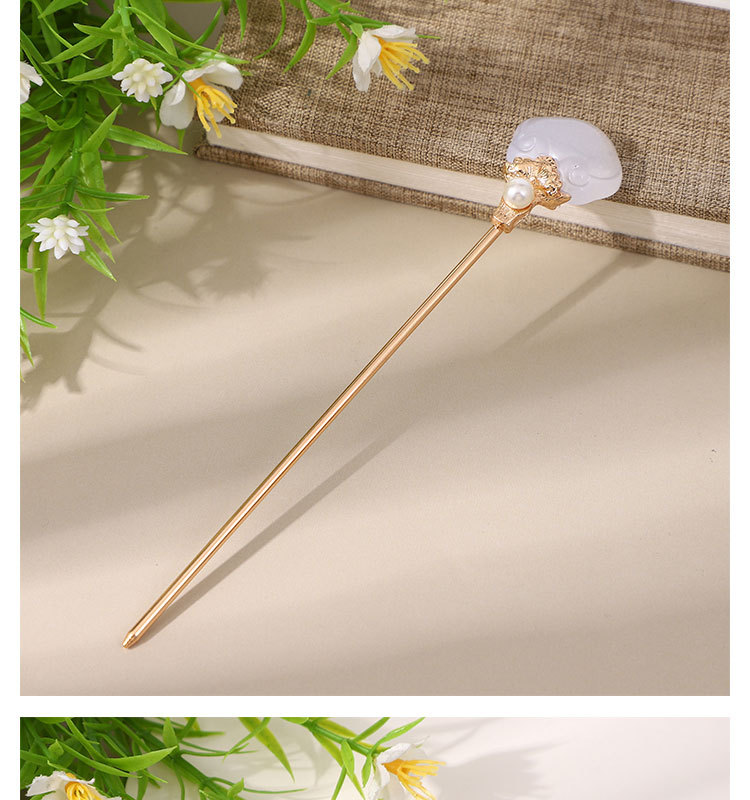 Ancient-style metal hairpins, Hanfu and ancient costume headwear, versatile for daily use, magic staff, coiled hair hairpins, Chinese-style peace pendant hairpins for women pic 7