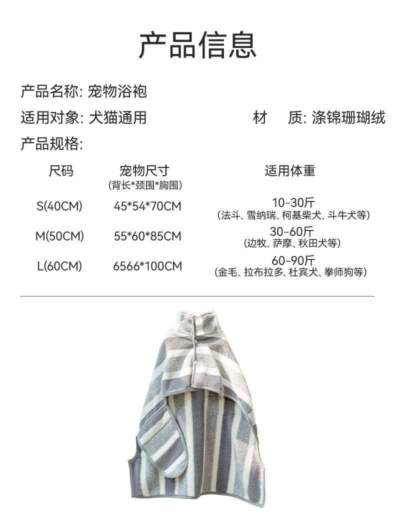 宠物浴袍超大号吸水浴巾狗狗洗澡浴巾速擦干中大型犬猫咪加厚毛巾详情16