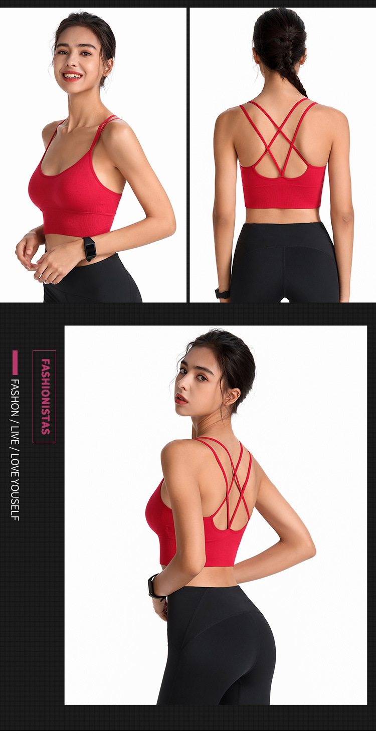 Thin-band cross-shaped yoga sports bra, quick-drying shock-absorbing running fitness sports underwear, European and American large-sized bra pic 19