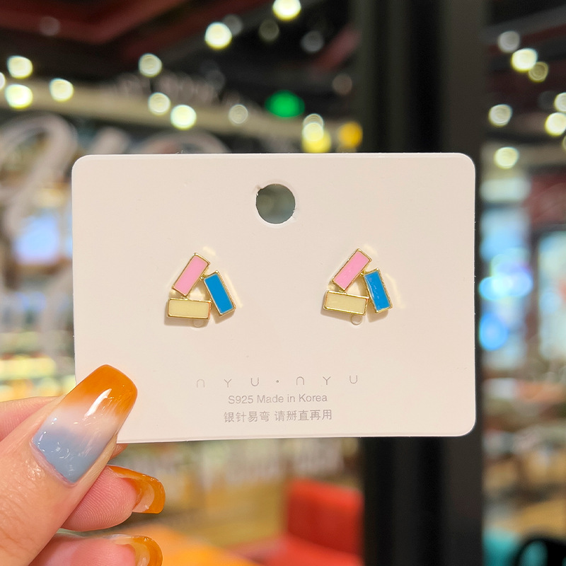 925银针珍珠耳钉高级感几何小巧气质耳饰女可爱镶钻个性耳骨钉详情15