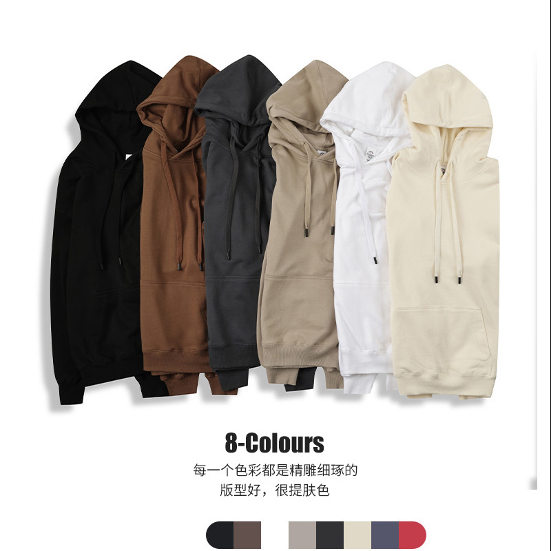 Wholesale of 350g large-sized all-cotton looped hooded sweatshirts, loose and off-the-shoulder casual trendy hoodies from Europe and America pic 2