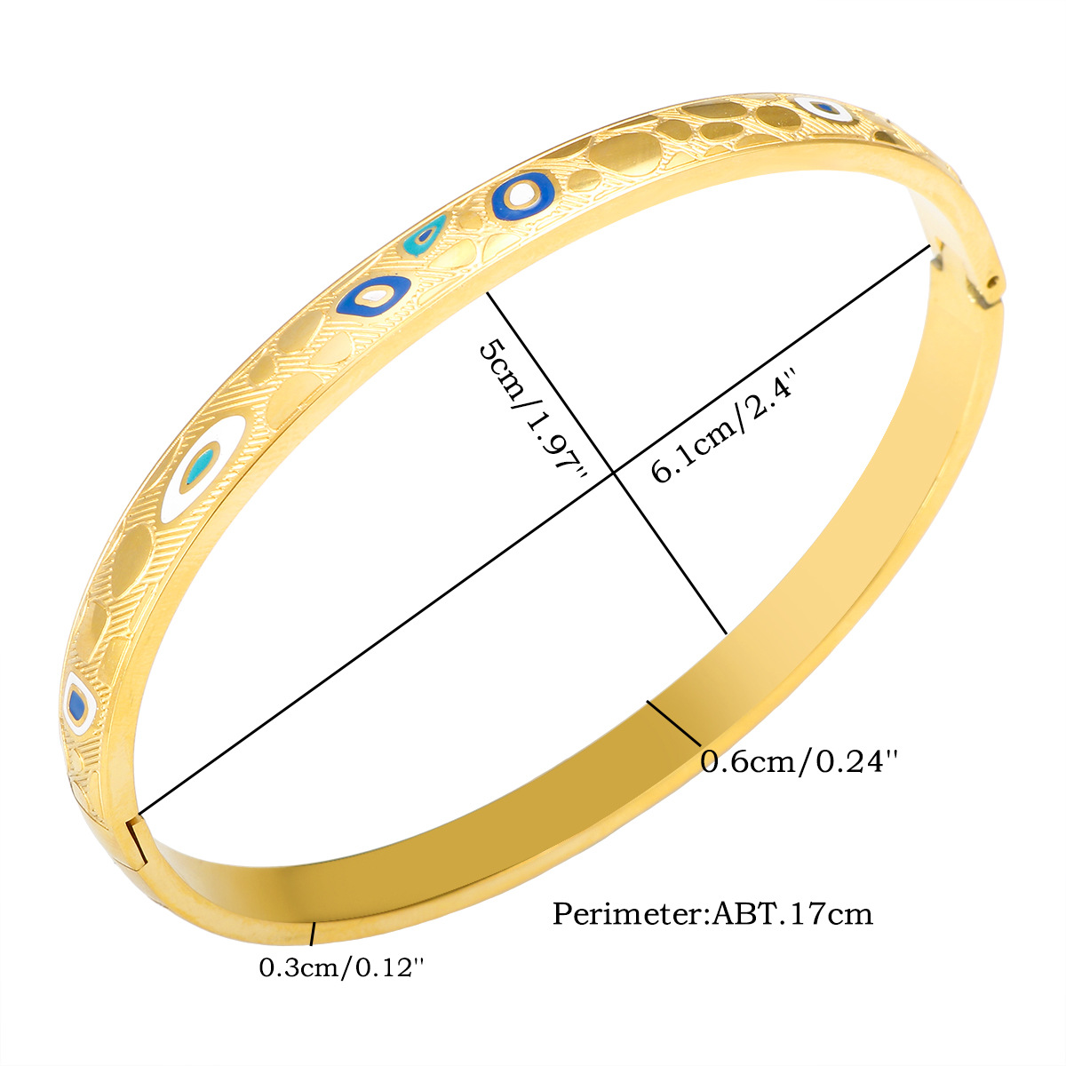 欧美跨境ins恶魔之眼网红卡家钛钢手镯女简约时尚气质18K金手环详情16