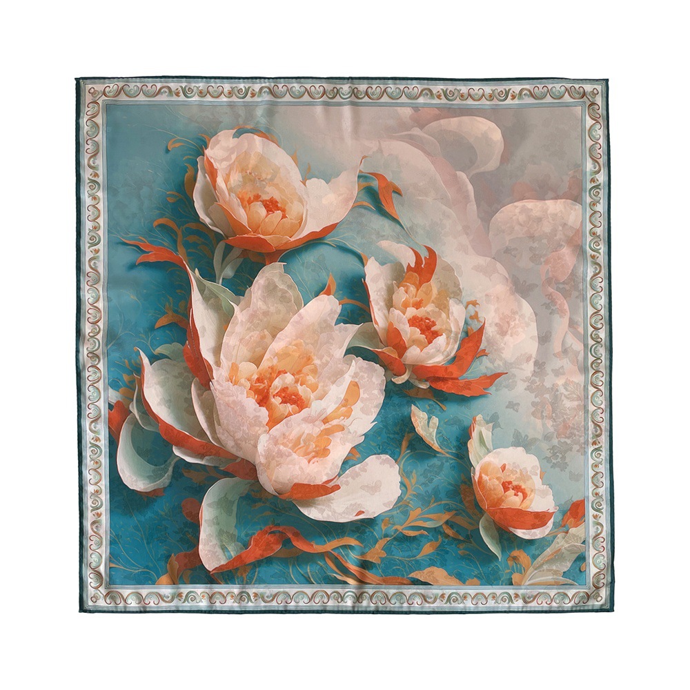 国潮中式山水丝巾方巾高级感高档香云纱装饰围脖夏季防晒披肩现货批发详情28