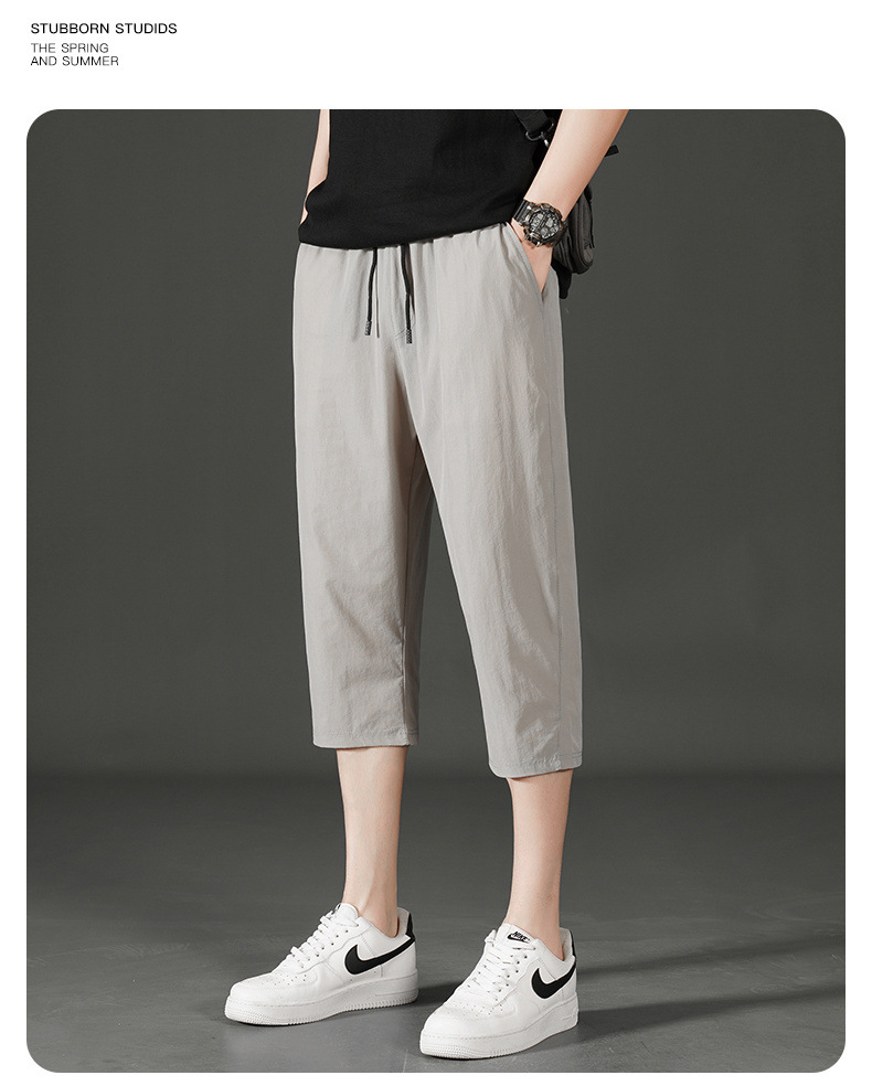Ice Silk Seven-inch Pants for men 2024 Summer, a thin and trendy brand, loose beach pants for men, sporty and casual shorts for men pic 11