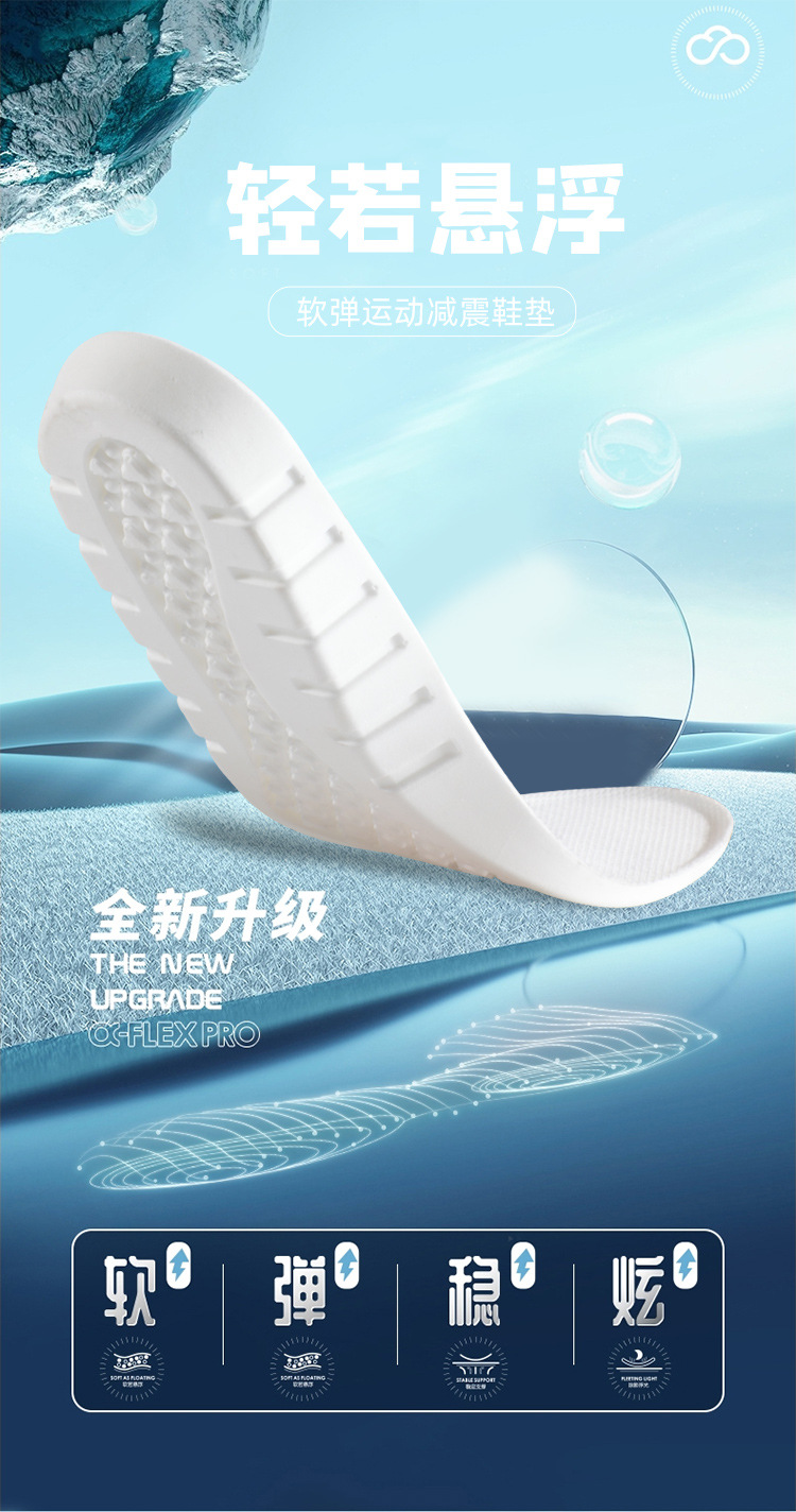 PU soft and elastic massage shock-absorbing sports insoles, anti-slip, wear-resistant, sweat-absorbing, breathable, soft and comfortable sports insoles wholesale pic 2
