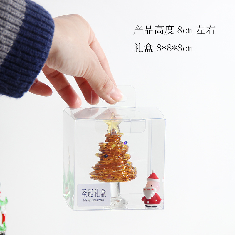 圣诞节礼物拉丝圣诞树淄博琉璃工艺品玻璃制品桌面摆件手工装饰灯详情59