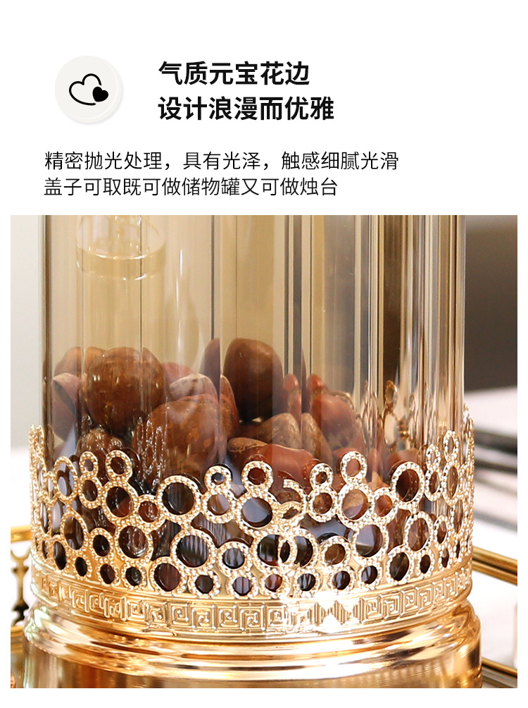 法国金糖果罐欧式轻奢高透玻璃装饰品桌面密封储物罐客厅创意摆件详情11