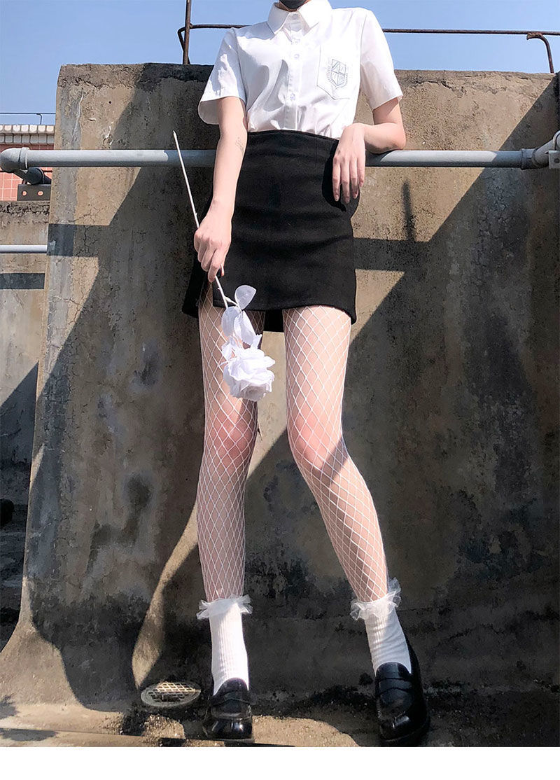 白色渔网袜白丝袜辣妹jk女黑色网袜日系鱼网袜薄款蕾丝夏季详情7