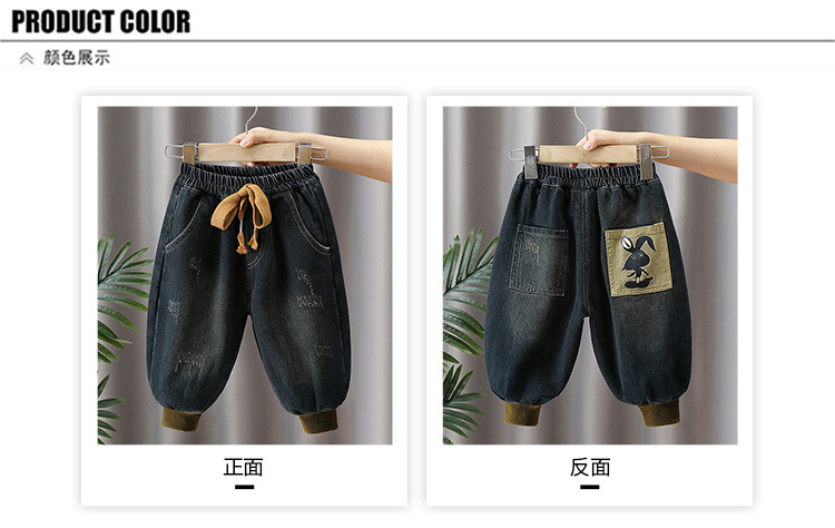 男童加绒牛仔裤秋冬新款中小童加厚一体绒休闲裤宝宝冬装保暖裤子详情3