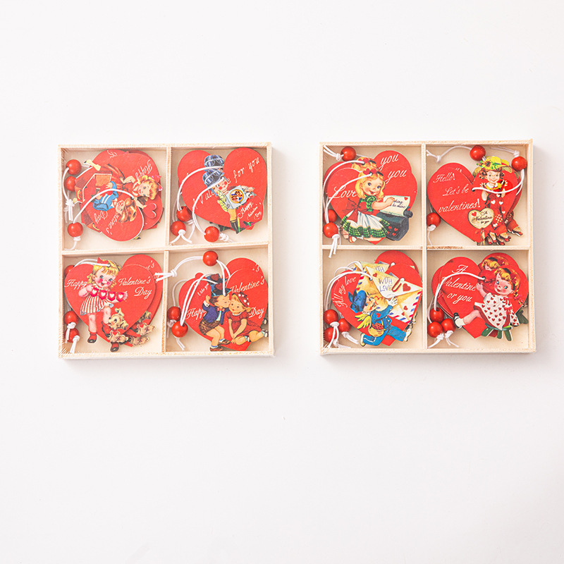 跨境新品情人节木质装饰品挂件 爱心情人节派对场景布置悬挂装饰详情11