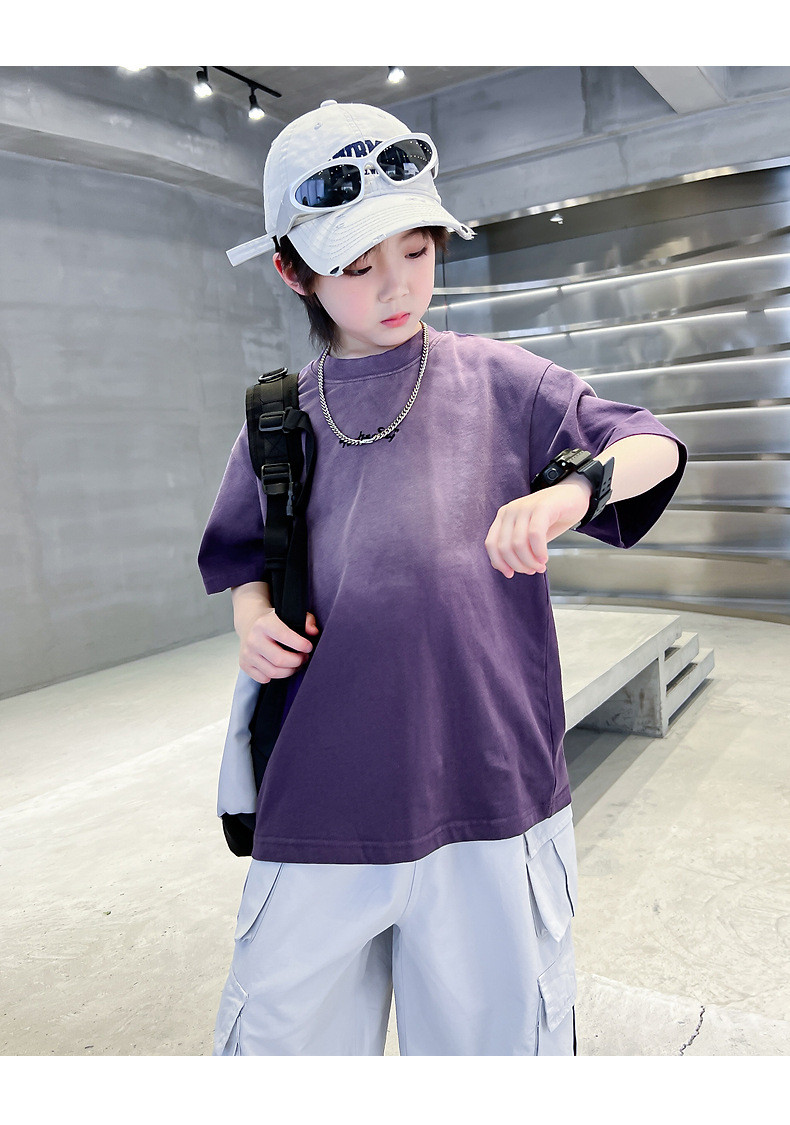 Summer dopamine-gradient short-sleeved T-shirt for boys 2025 New style summer half-sleeved ice-feel top for teenagers and children pic 21