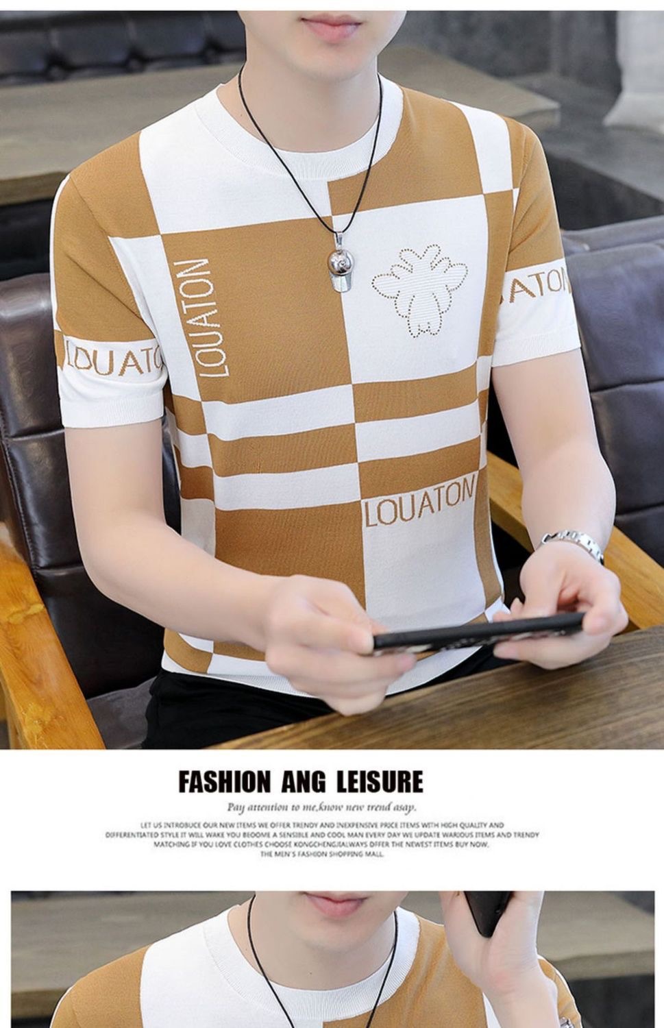 源头厂家2024夏季冰感透气时尚短袖T恤男新款青少年休闲百搭T恤男详情3