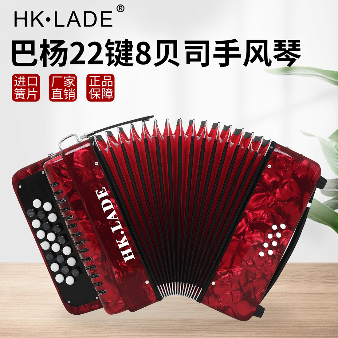 LADE巴扬22键8贝斯手风琴键钮手风琴儿童成人专业键盘手风琴乐器详情4
