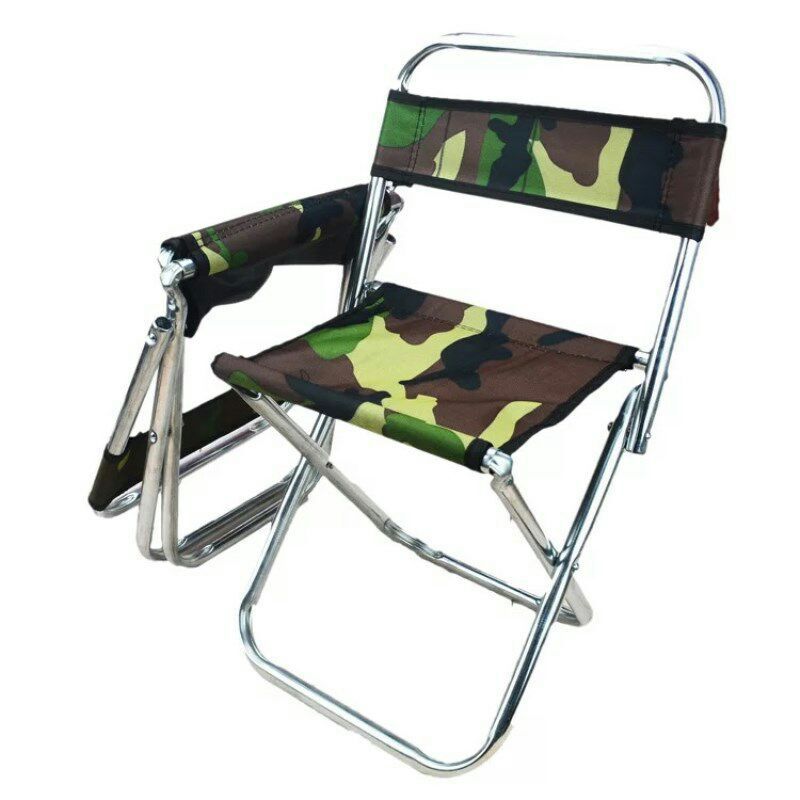 Thickened camouflage backrest stool, outdoor travel portable backrest chair, fishing folding stool, telescopic metal stool pic 8