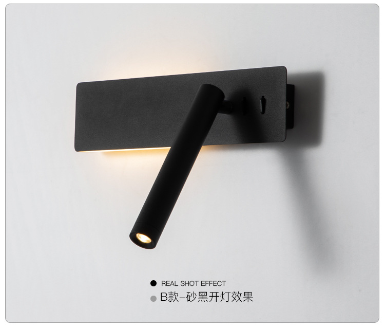 Bedside lamp, wall lamp, bedroom creative with switch, long strip rotating, minimalist reading lamp, hotel living room TV, wall lamp pic 15
