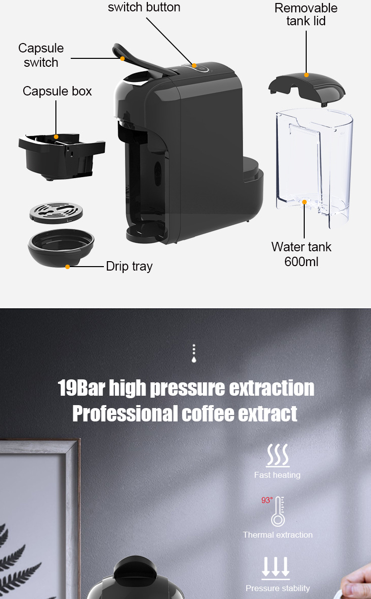 Cross-border foreign trade SOKANY516 Italian capsule coffee machine Portable office small household coffee pot pic 7