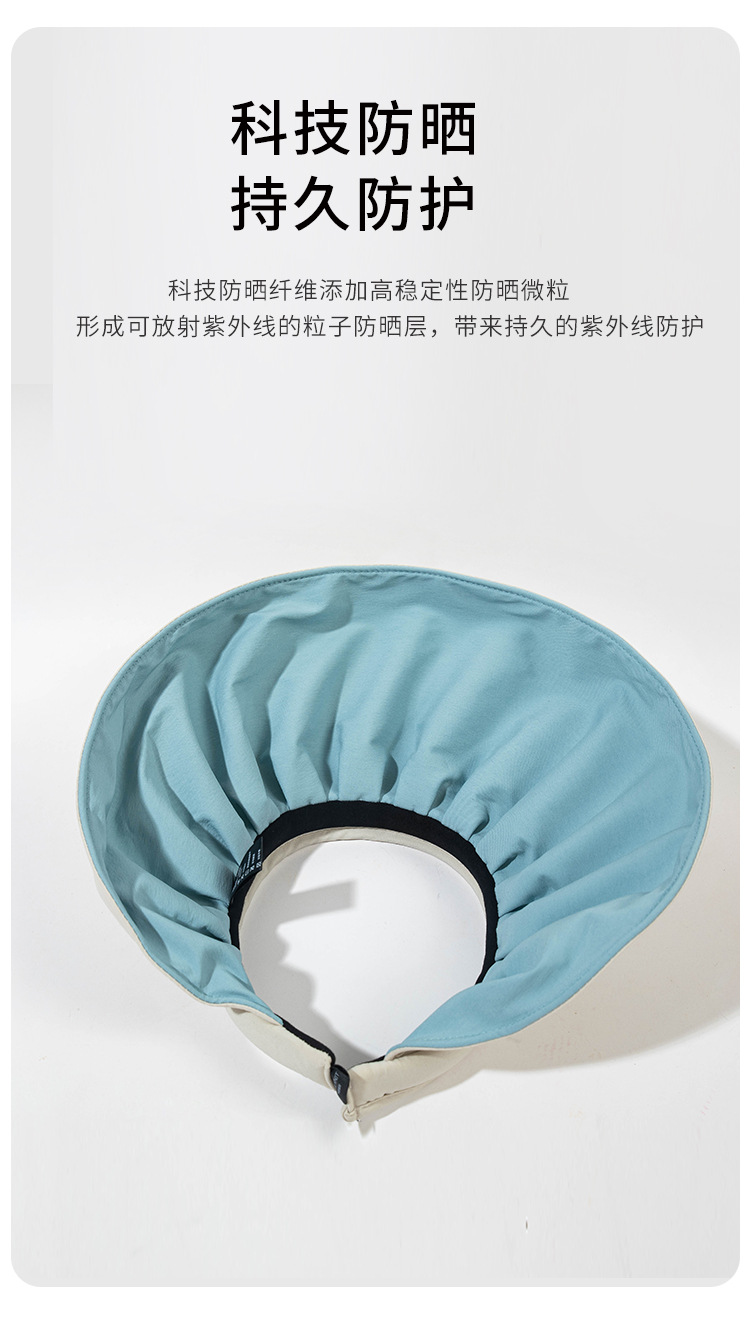 防晒帽女夏季防紫外线遮阳帽骑车空顶遮脸太阳帽批发折叠贝壳帽子详情5