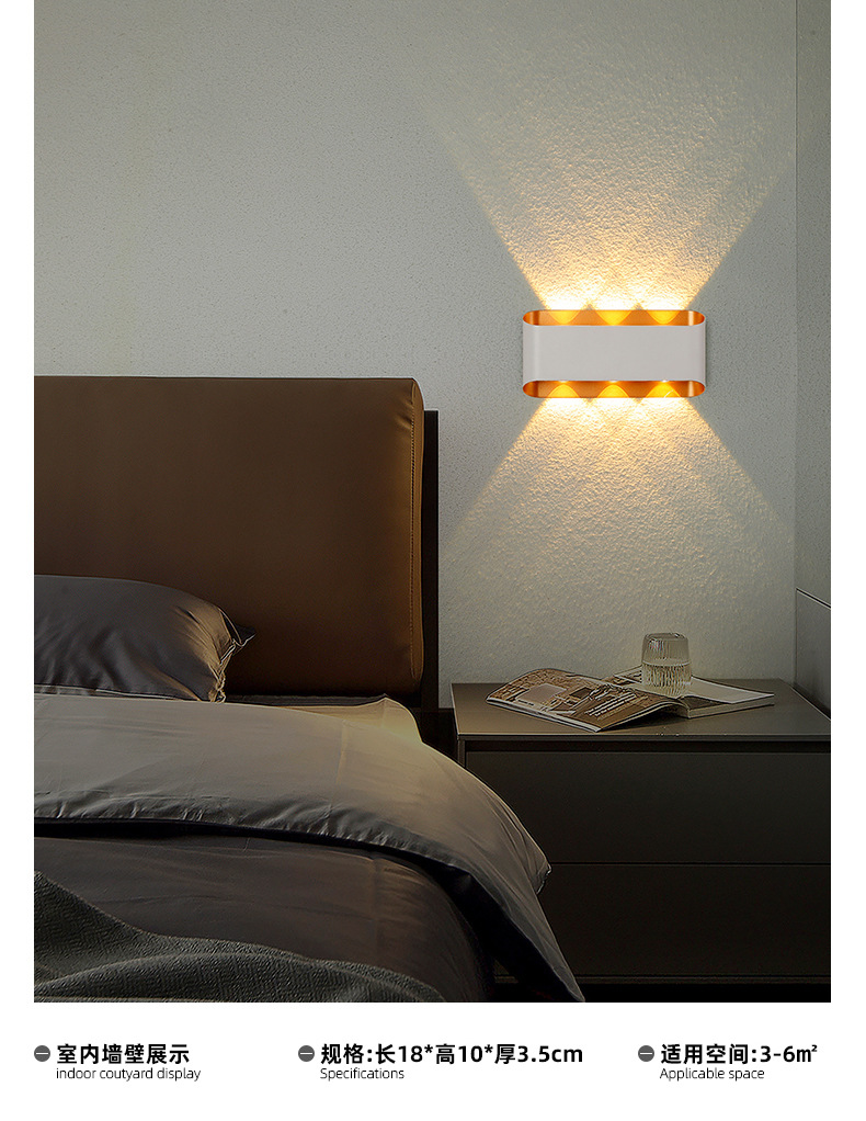 跨境新品LED户外壁灯创意别墅外墙庭院防水壁灯简约卧室过道灯详情12