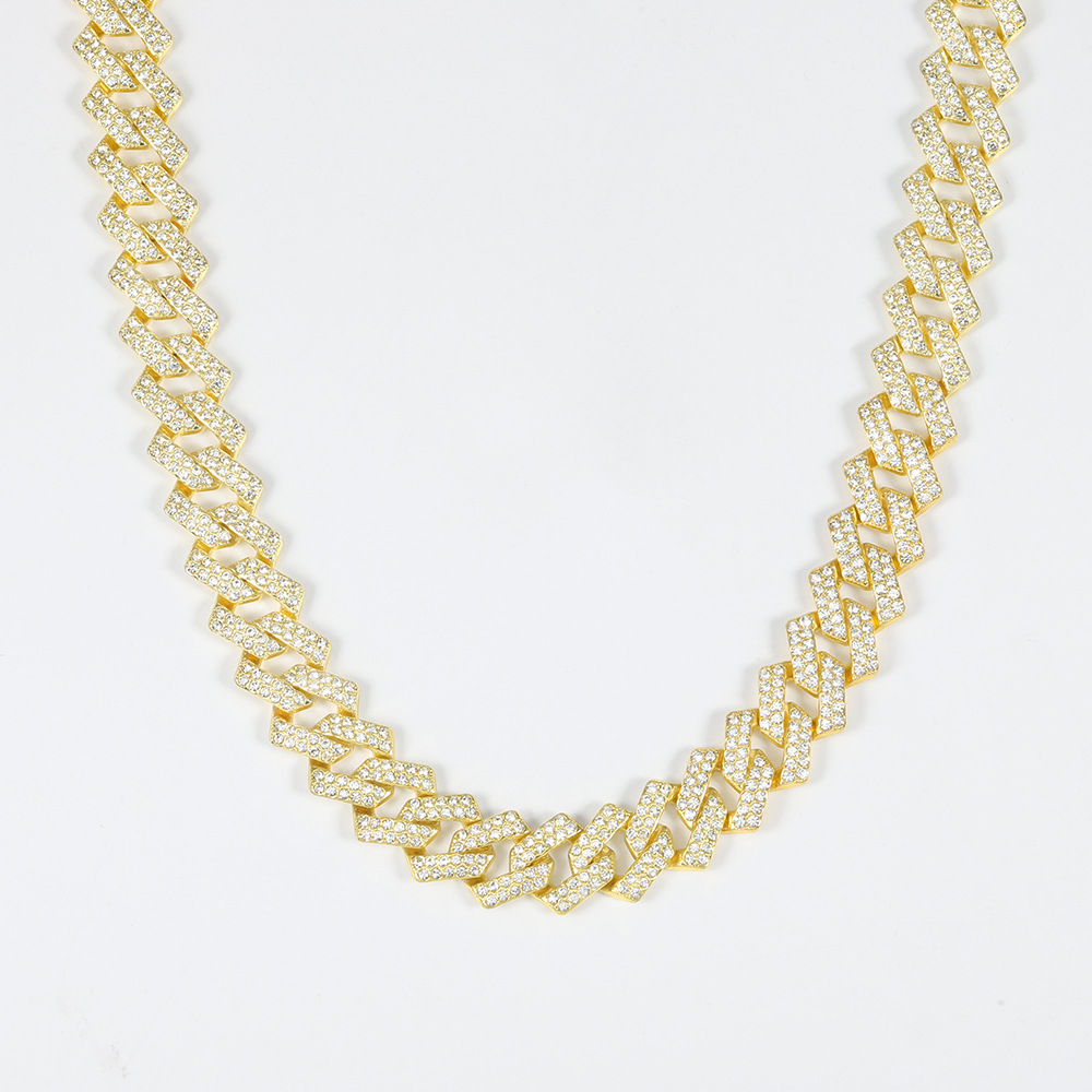 The original manufacturer's trendy Cuban chain men's hip-hop style alloy full diamond fashion bestseller is selling well in Europe and America pic 12