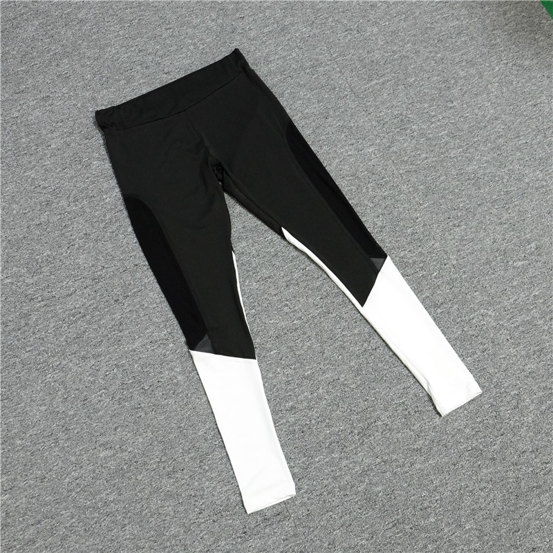Aliexpress black and white patchwork yoga pants, dance pants, mesh see-through quick-drying sports leggings L2031 pic 7