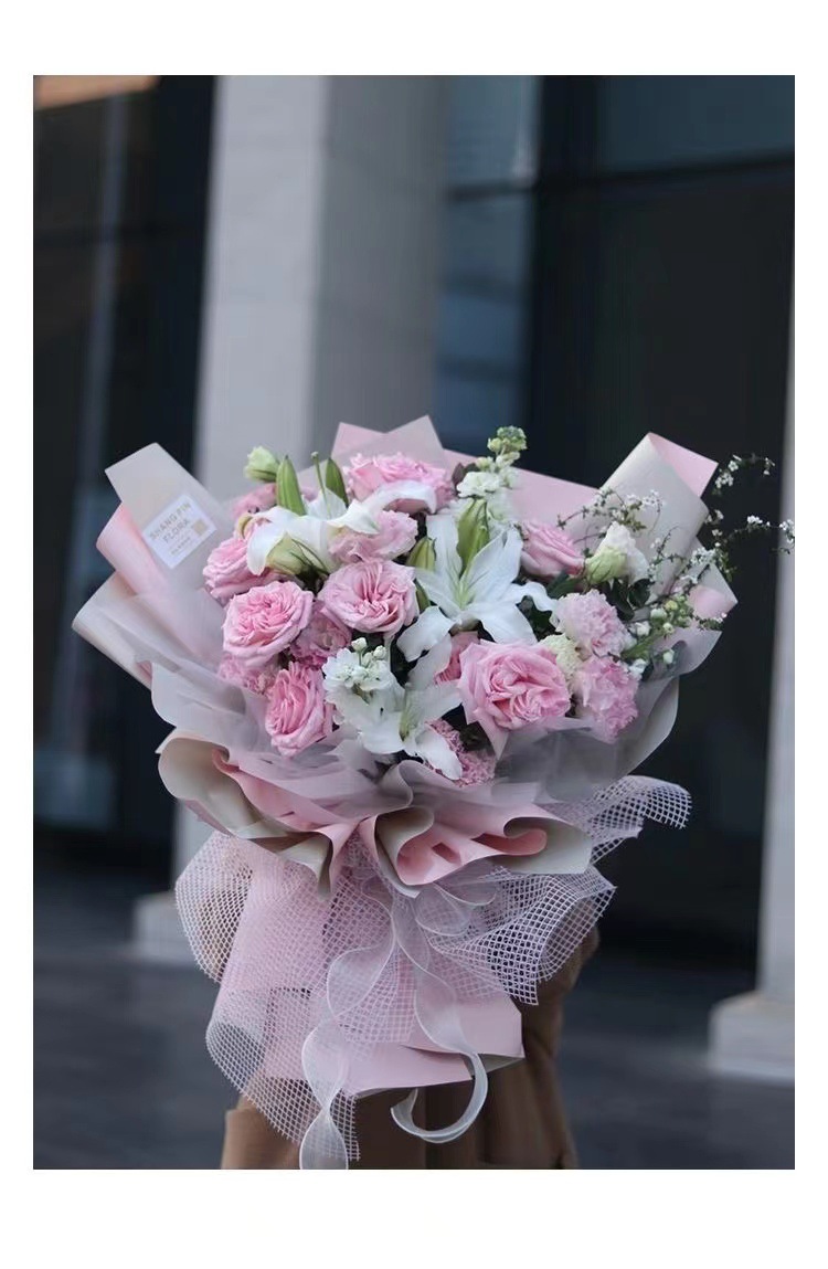Nueva red a cuadros ramo coreano red de organza floral material exterior floral bolsa de florista red de hilo floral pic 6