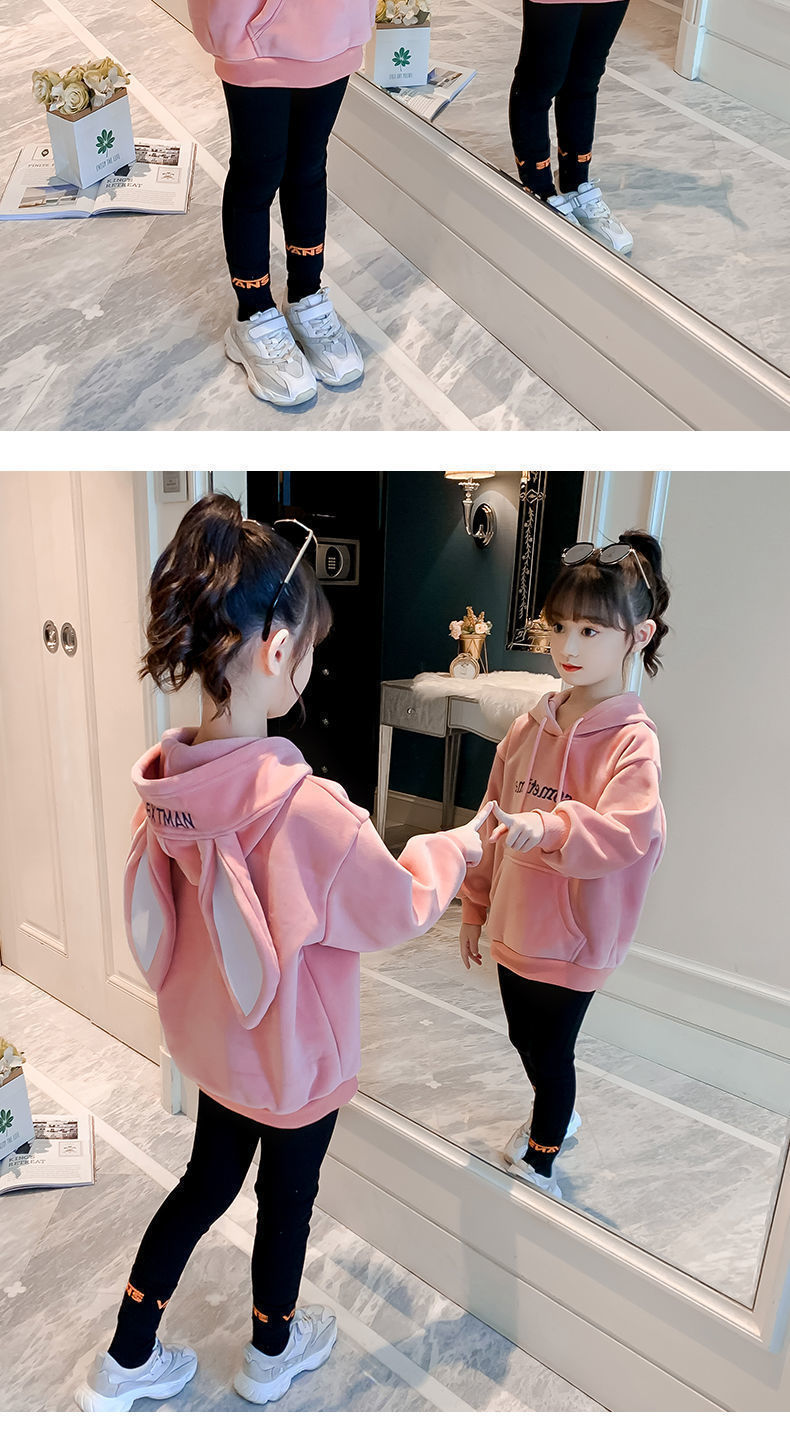 New plush and thickened hoodies for girls in autumn and winter. Stylish and warm tops for little girls and hoodies for big kids in winter pic 5