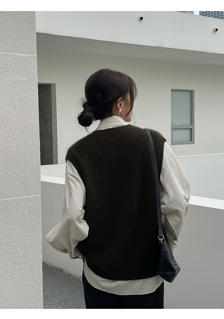 木兰时髦复古小马甲开衫女2023春季新款韩版简约针织上衣女 21507详情12