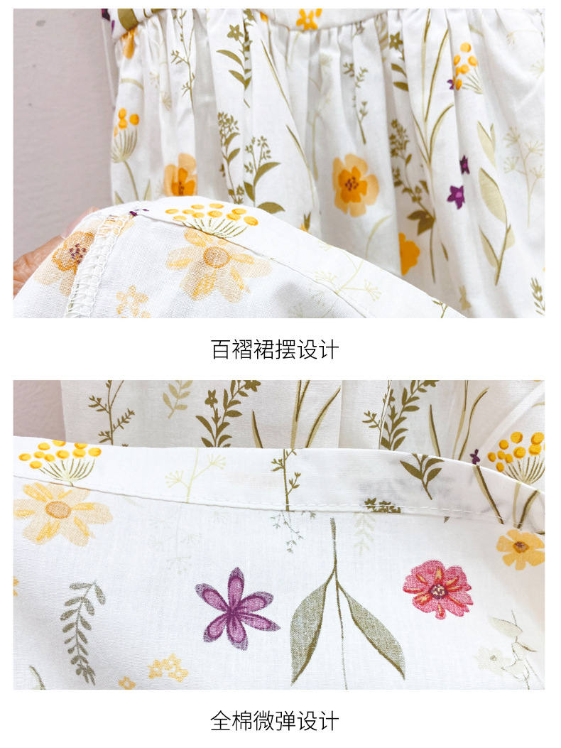 女童夏季全棉连衣裙碎花纯棉公主长裙腰带收腰田园风暑假旅游度假详情23